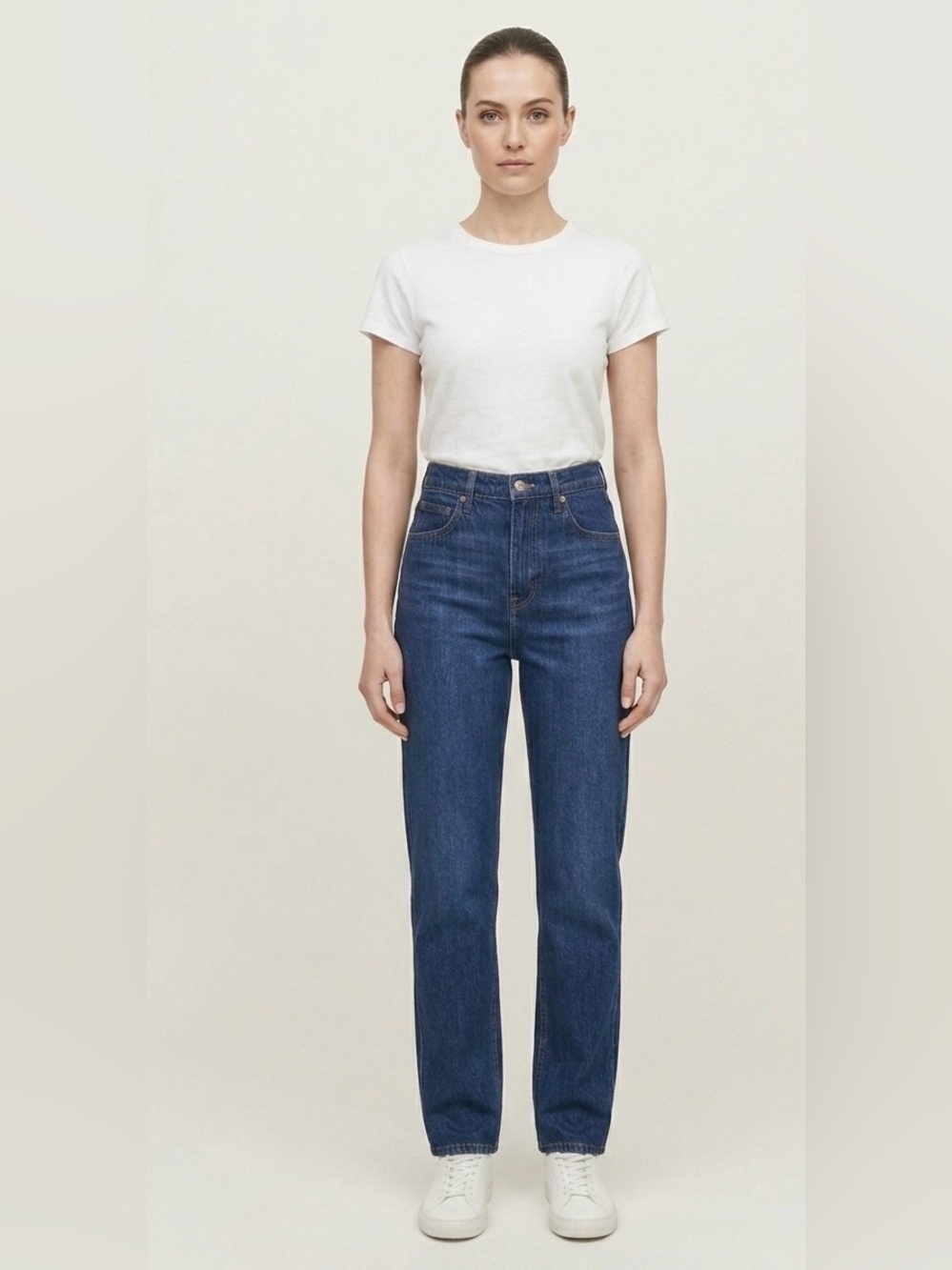 Reformation Elan Ultra High Rise Straight Leg Jeans - Dark Blue‎ Wash